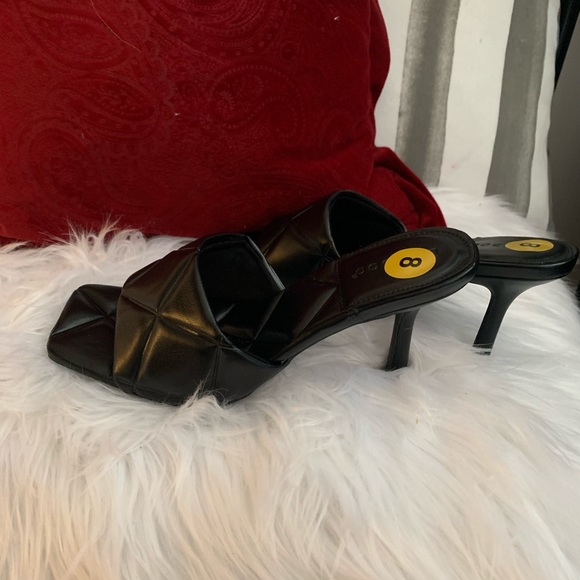 Black Quilted peep toe mules 7.5 & 8.5 - Picture 7 of 7